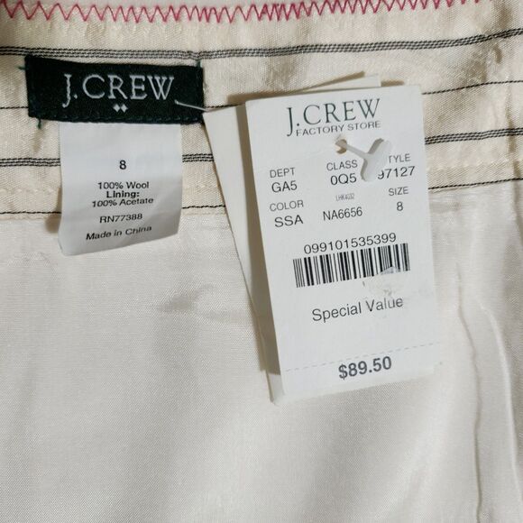NWT J Crew Factory Womens Soft Wool Straight Skirt Ivory Lined Big Buttons Sz 8 - Picture 4 of 9
